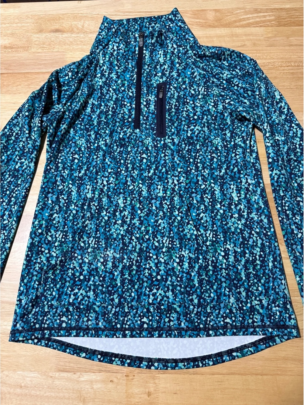 T by Talbots Women’s XS Blue Green Print Quarter Zip Pullover